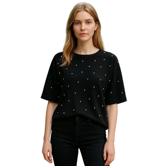 Michael Kors Pearl Black Blouse Top Small NWT - Picture 1 of 9